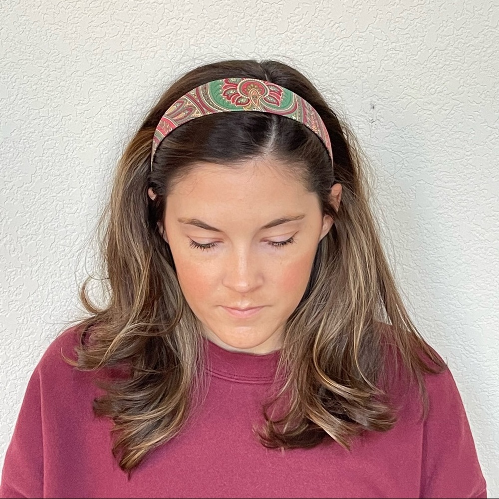 NWOT J. Crew pink and green satin paisley headband